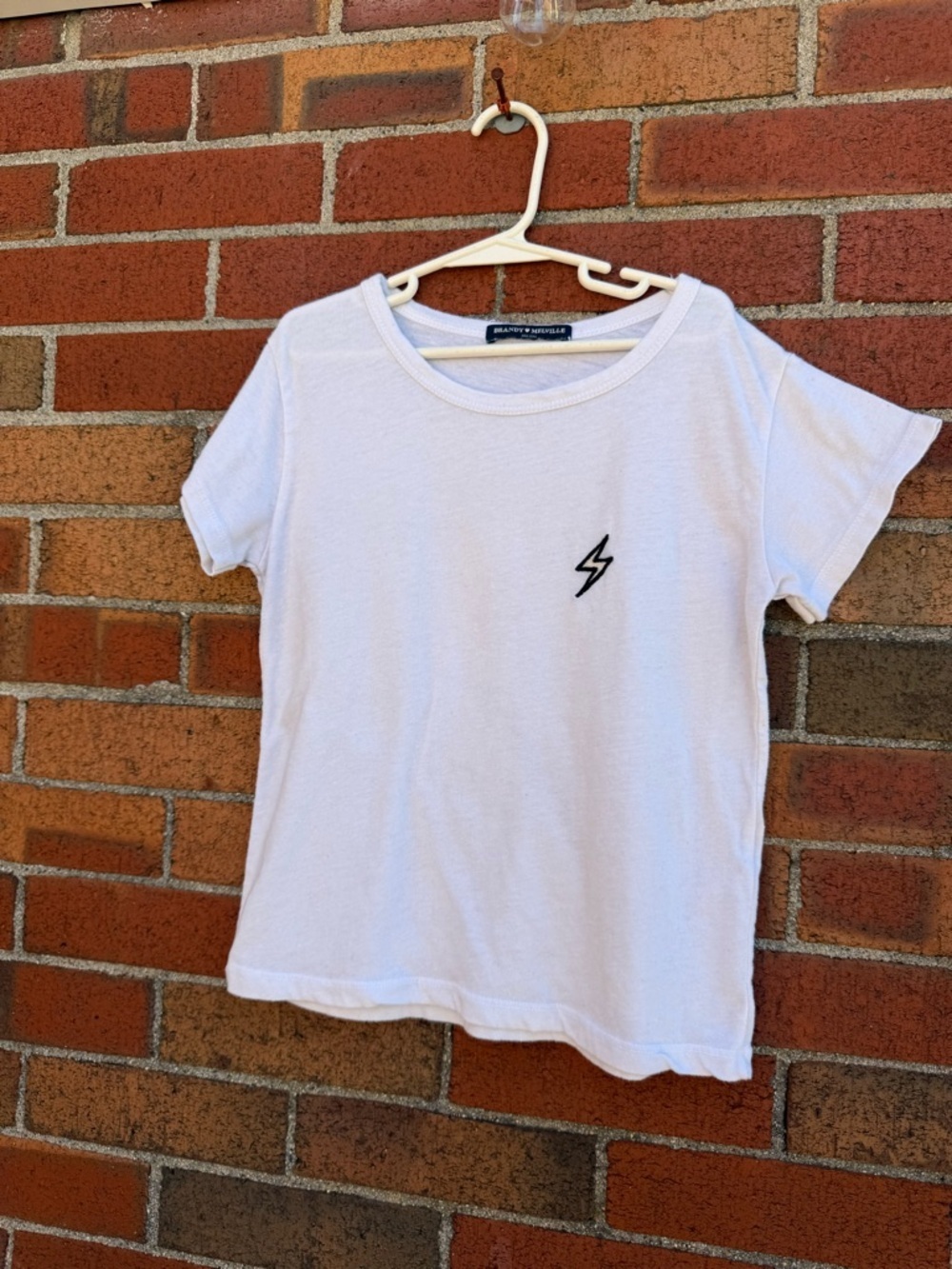 Brandy Melville White Lightning Bolt Tee One Size Made in Italy Soft Basic
